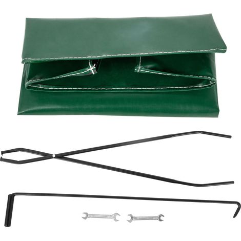 Support à bois extérieur 2,44 m, noir, en acier, capacité 590 kg, avec housse et ensemble d'outils de cheminée (1/5)