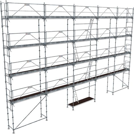 Echafaudage fixe de façade 160m² - Plancher Alu / bois - Structure Acier - Garde-corps Monoblocs - R200GCM-160-SPP/AB (1/5)