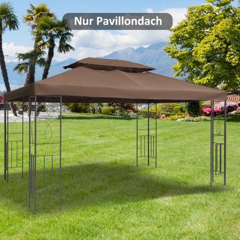 Toiture de rechange pour tonnelle de jardin 3x4m en polyester marron (1/5)