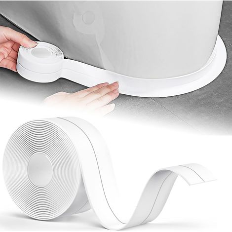 Joint Silicone Blanc Salle de Bain, 5m38mm Joint Baignoire, Ruban D'étanchéité, Anti-Moisissure et Imperméable, Plinthe Souple Autoadhésive Adapté à la Cuisine, les Toilettes (1/5)