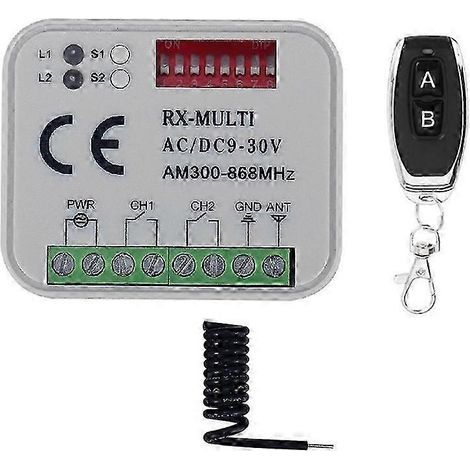 Récepteur de télécommande universel 300-868 MHz 9-30 V pour ouvre-porte de garage et commande de portail sans fil (1/5)