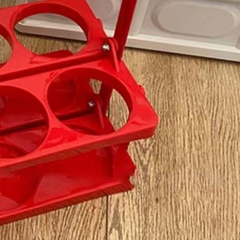 Porte-bouteilles portable rouge, pliable et uni, idéal pour ranger vos boissons et pique-niquer. (1/3)