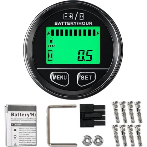Indicateur de capacité de batterie DC1248V Compteur horaire Indicateur de tension étanche Utilisé pour les batteries plomb-acide Batteries GEL Batteries LiFeO4 et autres batteries (1/5)