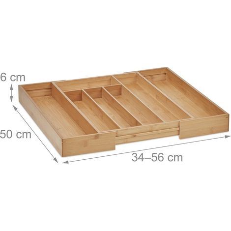 Vassoio portaposate in bambu organizer regolabile per cassetti (1/5)