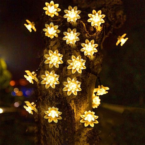 Guirlande Lumineuse Solaire - Fleur De Cerisier - 50 LED - 7 m - Étanche - Pour Jardin Clôture Terrasse Cour Extérieur (1/5)