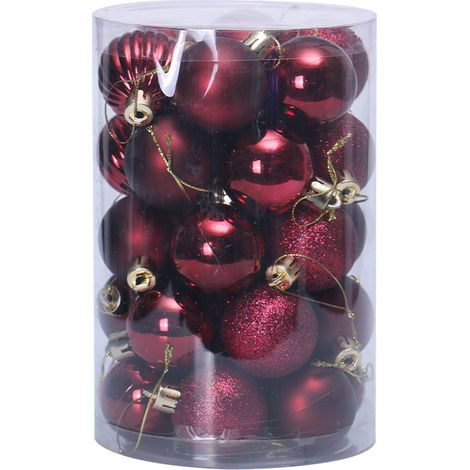 Bola De Adorno Navideña - 34 Unidades - 4 Cm - 7 Diseños - Con Cuerda Para Colgar (1/5)