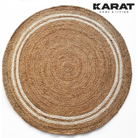 Tapis de jute Mumbai Rond Tissé à la main En fibres naturelles 90 x 90 cm