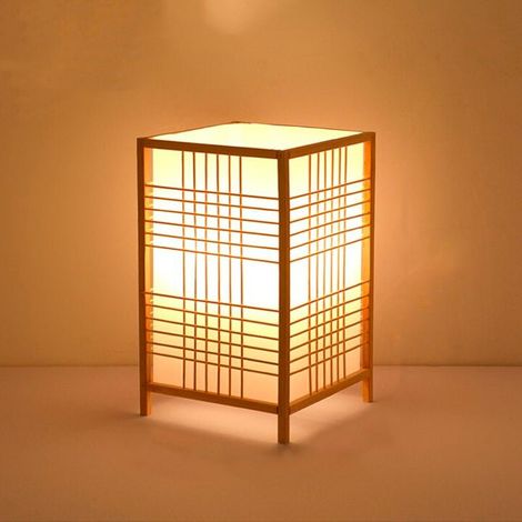 Lampada da Comodino in Bambù – Lampada da Tavolo LED Minimalista Giapponese 5W, 20 x 40 cm