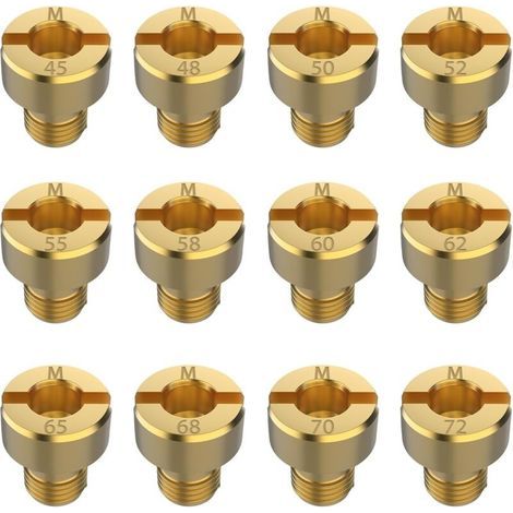 12 x M5 Carburetor Jets, Main Jet Set from 45 to 72, Brass Carburetor Nozzles for Dell'Orto PHBG/SHB (1/5)