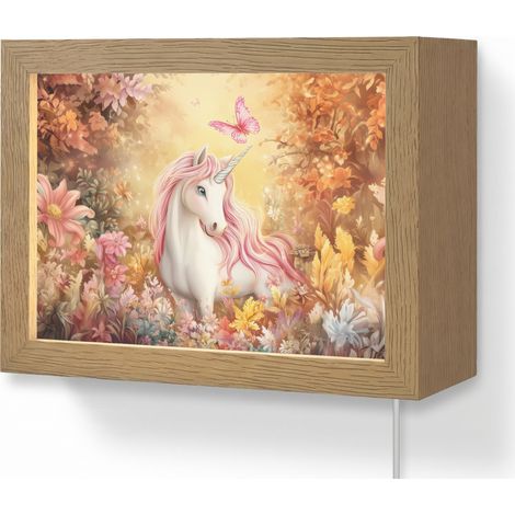 APLIQUE DE PARED Unicornio - Flores - Mariposa - Rosa 20x15 cm (1/5)