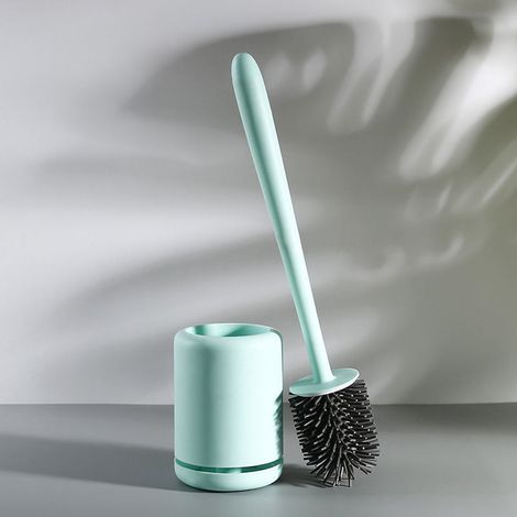 Scopa per WC in silicone, set con supporto ad asciugatura rapida, scopa per WC da parete e da terra per il bagno (vegetariana) (1/5)