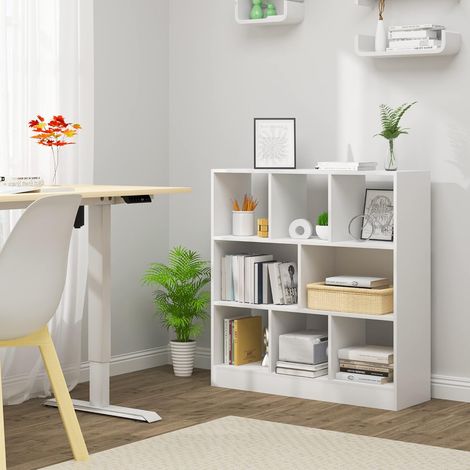 WOLTU Libreria Scaffale Espositore Bianca con 3 Ripiani Mobiletto in Legno 8 Cubi
