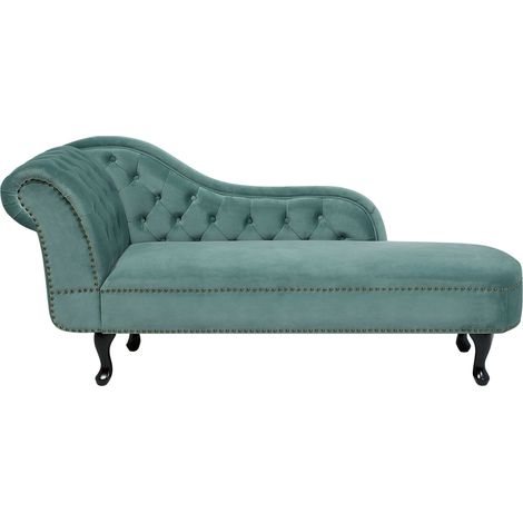 Left-Hand Chaise Lounge NIMES Velvet Mint Green (1/5)