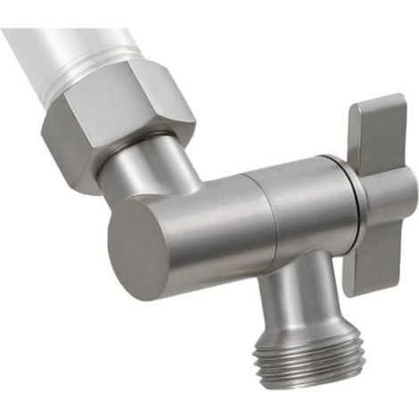 Adaptateur d'extension de pommeau de douche en laiton massif avec angle réglable, coude rotatif à 360 degrés pour douches standard G1/2, finition chromée en nickel brossé (nickel brossé) (1/5)