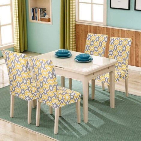 Housses de chaises de salle à manger extensibles modernes, protection amovible en spandex doux, adaptées pour hôtels et réceptions, lot de 4 pièces (1/5)