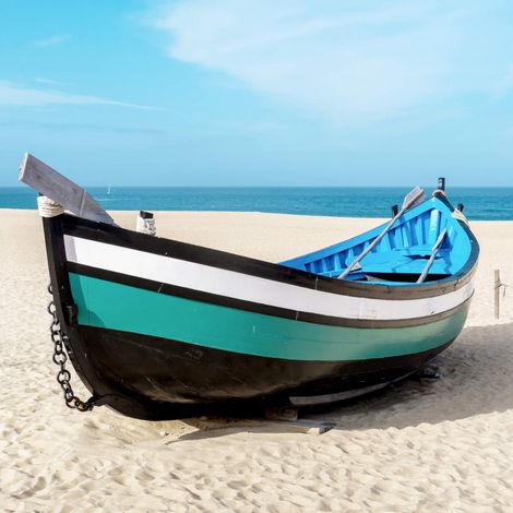 Tableau sur toile Barque Bleue 30x30 cm - Impression sur Toile Murale Décorative - Image imprimée en HD sur Toile - Toile sur Châssis en Bois FSC - Fabriqué en France (1/5)
