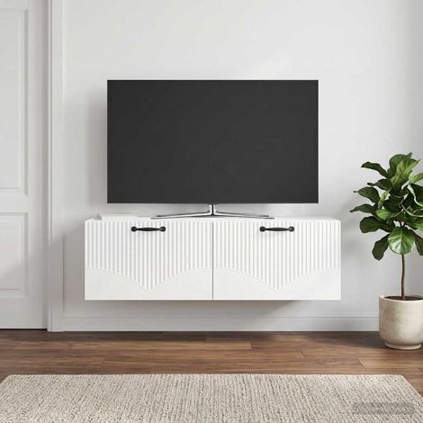 Wandmontierter TV-Schrank Hochglanz Weiß 98 x 31 x 30 cm (1/5)