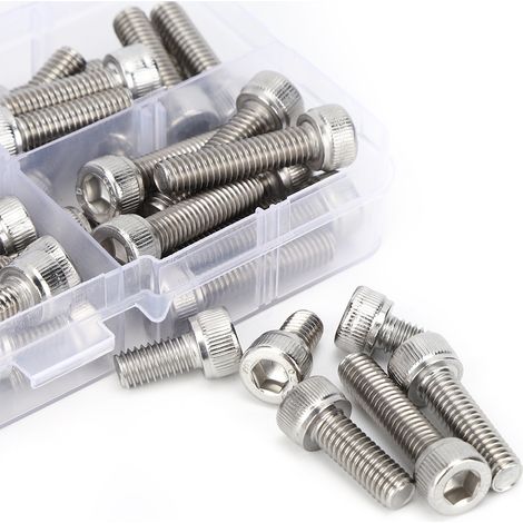 Jeu de 60 vis à tête cylindrique creuse hexagonale en acier inoxydable 304 M6 (en boîte) (1/4)