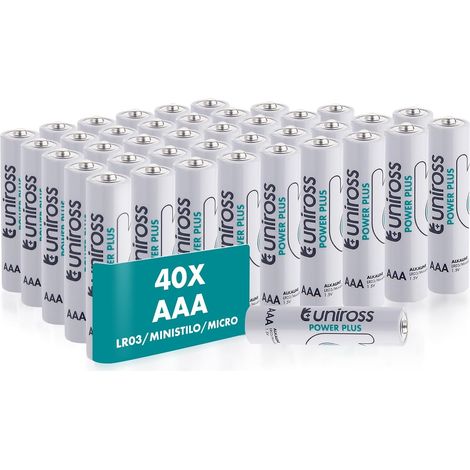 Piles AAA LR03 Alcalines 1,5 V – Lot de 40 – 7 Ans de Conservation (1/5)