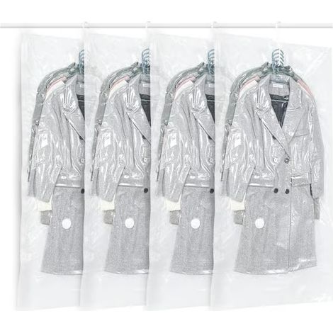 Set med 4 hängande vakuumförvaringspåsar för kläder, transparenta och återanvändbara vakuumförseglingspåsar, 145x70 cm (1/5)