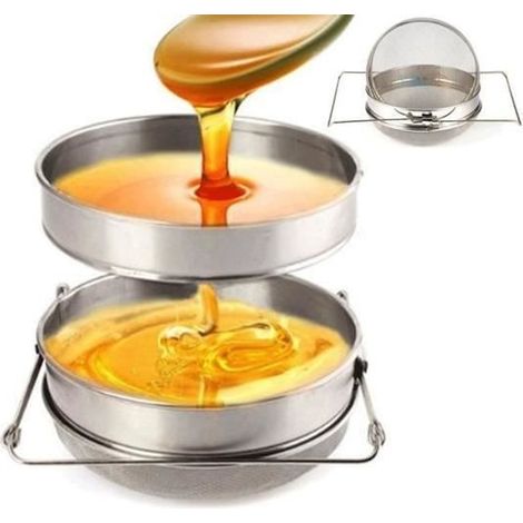 Filtre de miel d'équipement d'apiculture de double d'acier inoxydable chauds 24 x 8 cm argent-TIP (1/4)