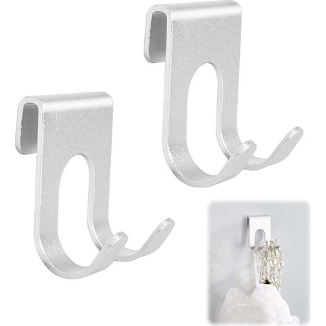 Lot de 2 supports de rasoir à brancher, crochets de support de rasoir en acier inoxydable, supports de rasoir auto-adhésifs étanches, crochets de rasoir sans perçage, pour salle de bain et cuisine (1/5)