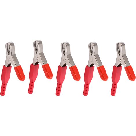 Lot de 5 pinces de test de sécurité pour batterie, conductrices pour instruments électroniques et équipements industriels rouges (1/5)