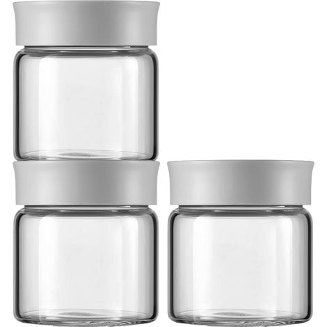 Tarros de cristal Buydeem de 200 ml con tapón de rosca, color gris nórdico, CS1001