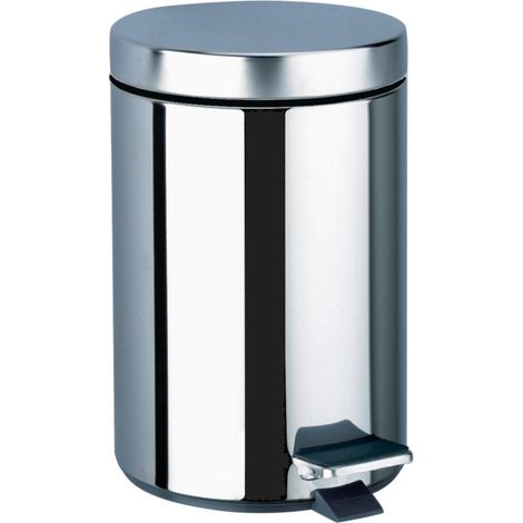 Poubelle ronde à pédale inox poli brillant 3 litres diamètre 170 : réf. 449 (1/2)