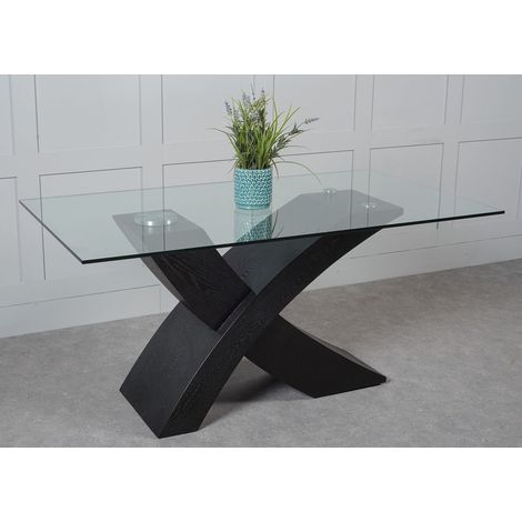 Valencia Black 160cm Small Glass Dining Table (1/5)