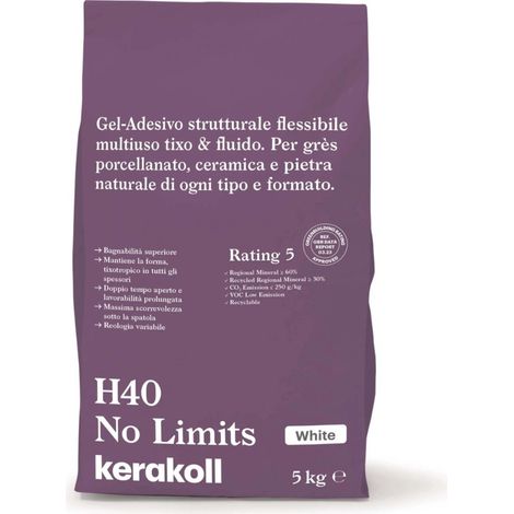 Kerakoll h40 no limits gel-adesivo strutturale bianco flessibile multiuso 5 kg (1/5)