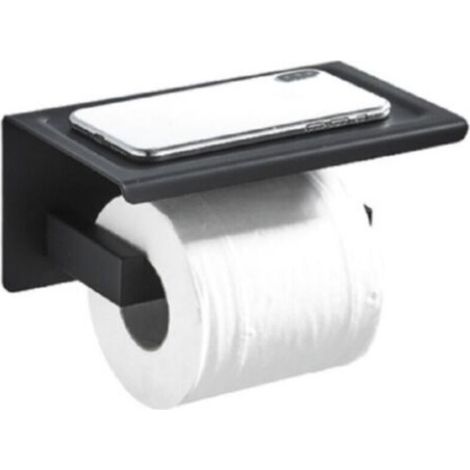 WC-Papierhalter mit Ablage LOFT-GAME, mattschwarz - Schwarz