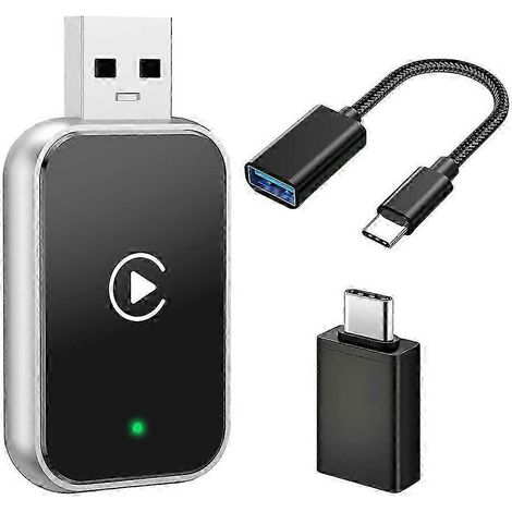 Adaptateur CarPlay sans fil, Android Auto WiFi et Bluetooth, mise à niveau filaire vers sans fil, Plug and Play, compatible avec les véhicules CarPlay, USB-C fdq (1/5)