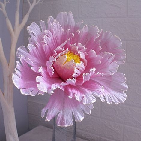 Pivoine artificielle Zriyin (grand format) - Accessoire de décoration florale pour mariage - Tissu en lin, rose (1/4)