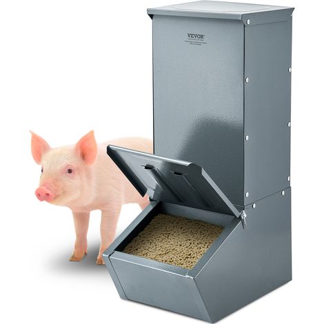 VEVOR Mangeoire pour porcs, capacite de 90,9 L, mangeoire pour porcelets a porte unique, en acier galvanise, distributeur de nourriture polyvalent pour betail, accessoire de ferme pour nourrir 5 porcs