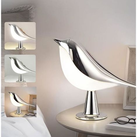 Bardusch - Lampe de Chevet Tactile, Lampe De Table Rechargeable,3 Modes Dimmable, Sans Fil, Décoration pour Maison, Chambre Bureau, Argent (1/4)