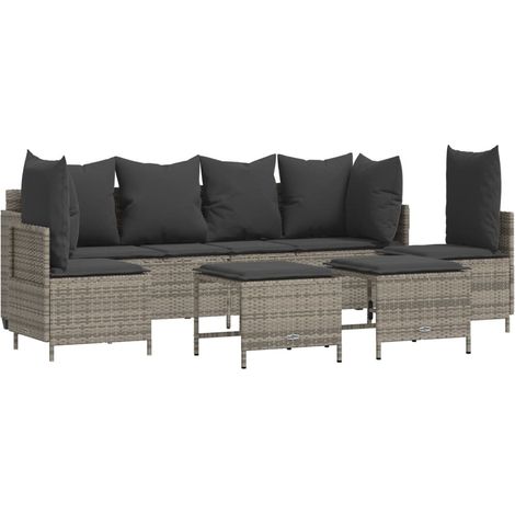 Maison Exclusive - 5-tlg. Garten-Sofagarnitur mit Kissen Grau Pol