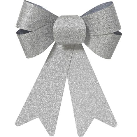 Weihnachtsschleifen silberglänzend Höhe 17 cm Breite 15 cm 2er Set - Kunststoff (1/2)