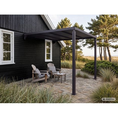 Pergola Addossata Santa Ynez, 3x3m, Nero/Grigio scuro - Dancover (1/2)