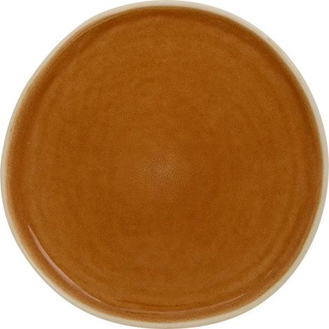 Lot de 6 Assiettes Plates en Faïence "Wonja" 27cm Ocre