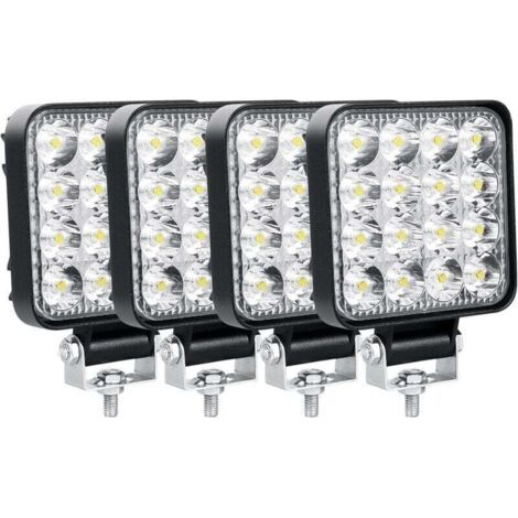 Juego de 4 luces de trabajo LED de 8,5 cm (3,4''), foco LED de 48 W, 12 V/24 V, impermeables IP67, luces antiniebla LED para coches, camiones, tractores, SUV, barcos y quads.