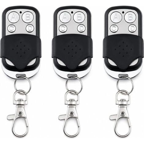 Telecommande Universelle Portail 433,92 MHz Code Fixe Bip Portail Universelle Sans Fil Compatible 4 Boutons Touches Copieuse pour Voiture et Porte de Garage (3, Noir) (1/5)