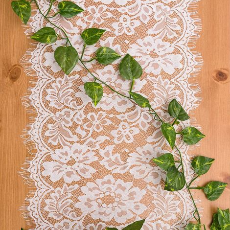 Nappe en dentelle blanche, chemin de table non tissé, 28 cm / 3 m (1/4)