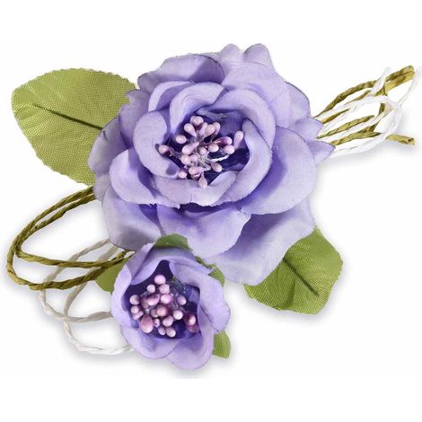 Anemoni color lavanda artificiali in stoffa con bocciolo e nastrino in corda, set da 16 pezzi, cm 9 H (con gambo17)