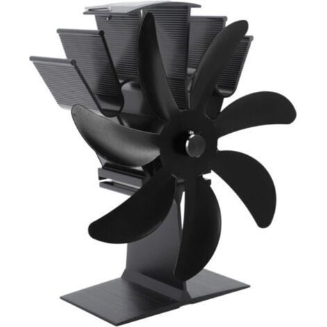 Ventilateur thermoélectrique à 7 pales pour poêles à bois (alliage d'aluminium, noir)
