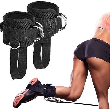 Paquet de 2 sangles de cheville réglables pour les sangles de cheville de gymnastique de machine de câble Poignets de cheville à double anneau en D (1/3)