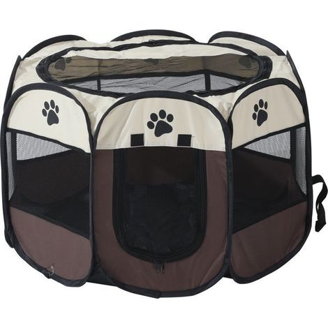 Parc Chien Parc à Chiot Enclos pour Chiens Chats Lapins Pliable Utiliser à l'intérieur et à l'extérieur (café) (1/5)