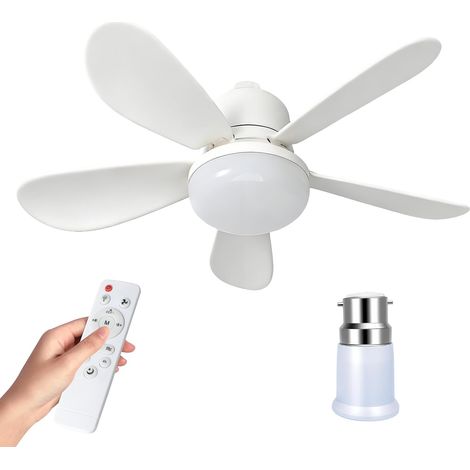 Ventilateur Plafond avec Lumiere, 52CM Petit Ventilateur LED Dimmable, 3 Vitesses, Minuterie, Douille E27/B22, Ampoule-Ventilateur de Plafond Silencieux pour Chambre, Salon et Cuisine (1/5)