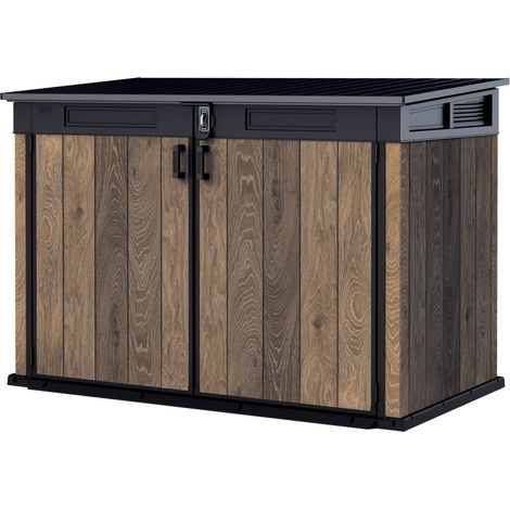 Keter Mülltonnenbox Signature Mega braun Holzoptik 190 x 109 cm Mülltonnenbox (1/4)