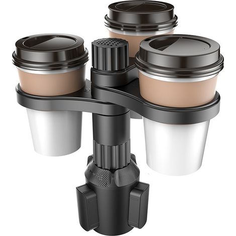 Ahlsen Plateau porte-gobelet de voiture 3 en 1 avec bras réglables et base réglables 3 porte-gobelets pour voiture, plateau universel pour manger